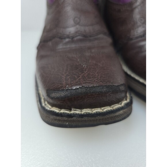 Durango Lil' Rebel Kids Western Cowboy Boot Dark Brown and Purple 8" Size 1 M - Picture 12 of 12